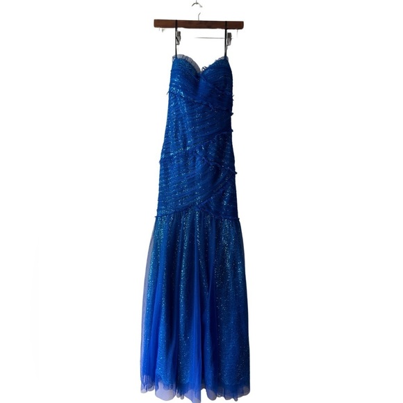 Y2K Deb mermaid‎ blue dress with sequins size 7/8 - Picture 1 of 8